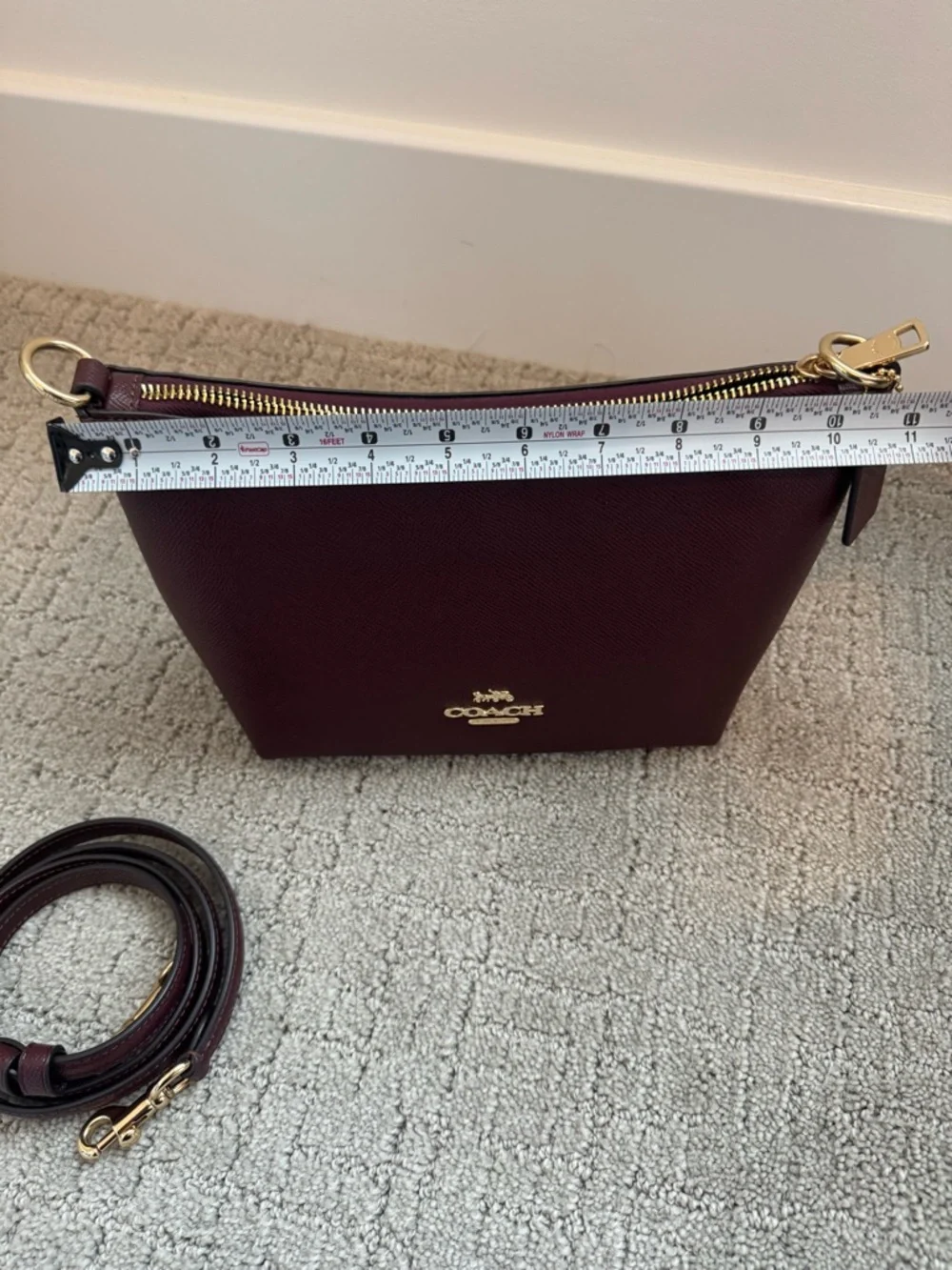 COACH Leather Crossbody Bag in Merlot - Picture 4 of 11